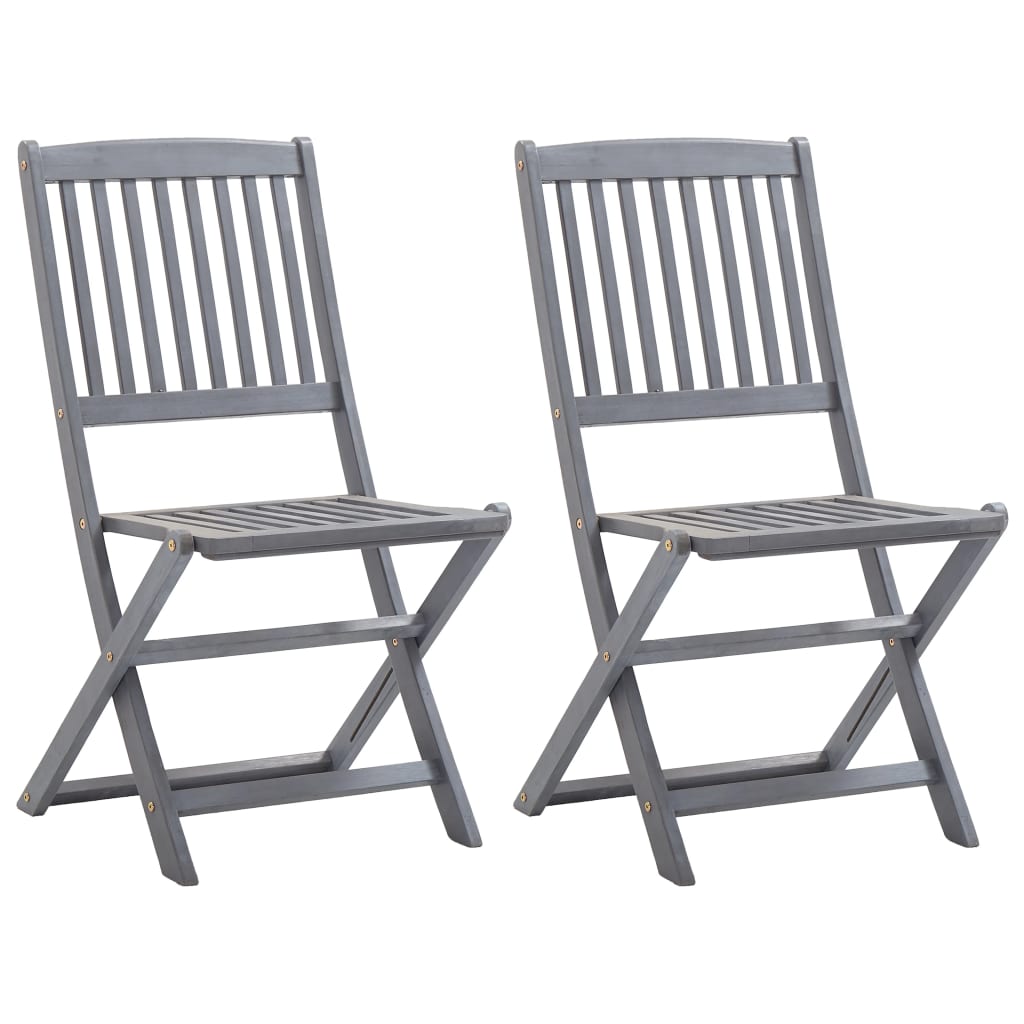 Chaises Pliantes, Lot De 2, 57 X 48,5 X 90 Cm, En Bois D'acacia Massif