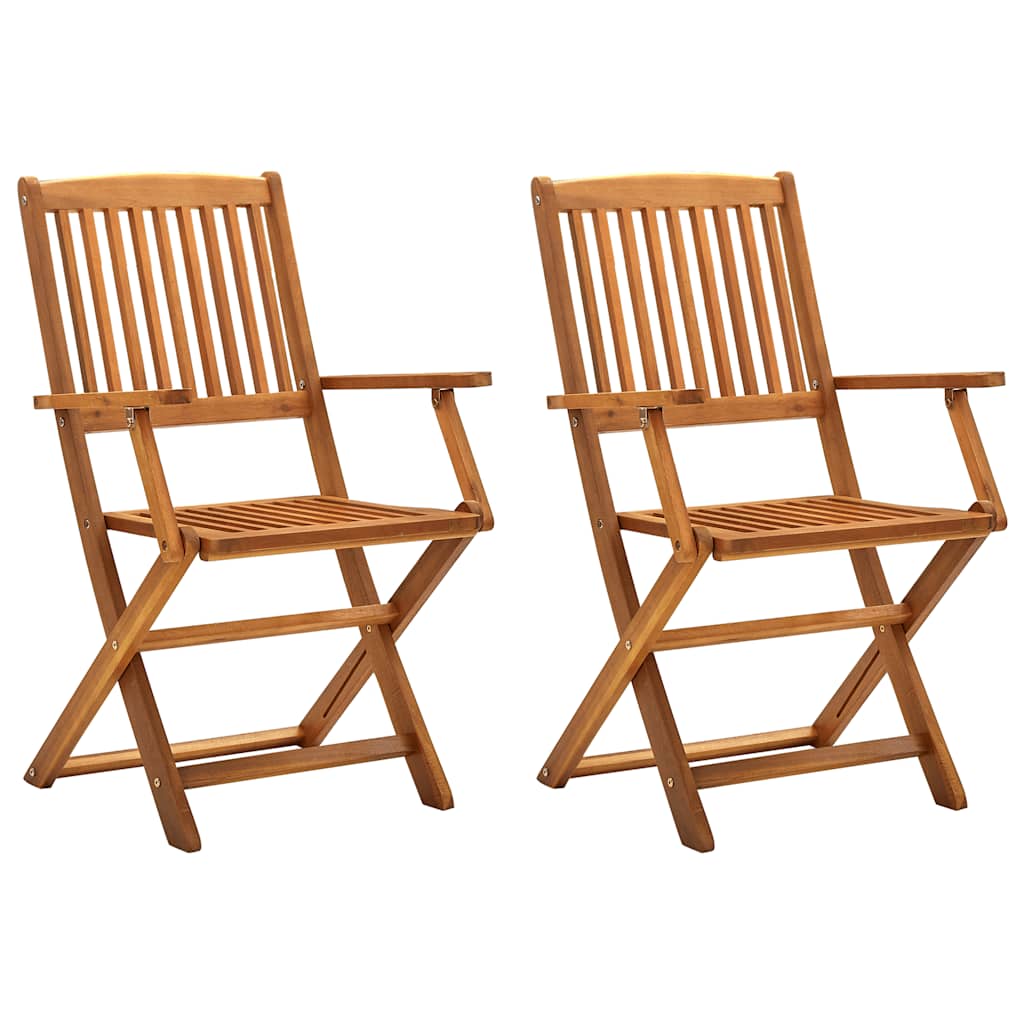 Chaises Pliantes, Lot De 2, 57 X 48,5 X 90 Cm, En Bois D'acacia Massif