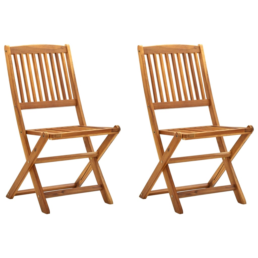 Chaises Pliantes, Lot De 2, 57 X 48,5 X 90 Cm, En Bois D'acacia Massif