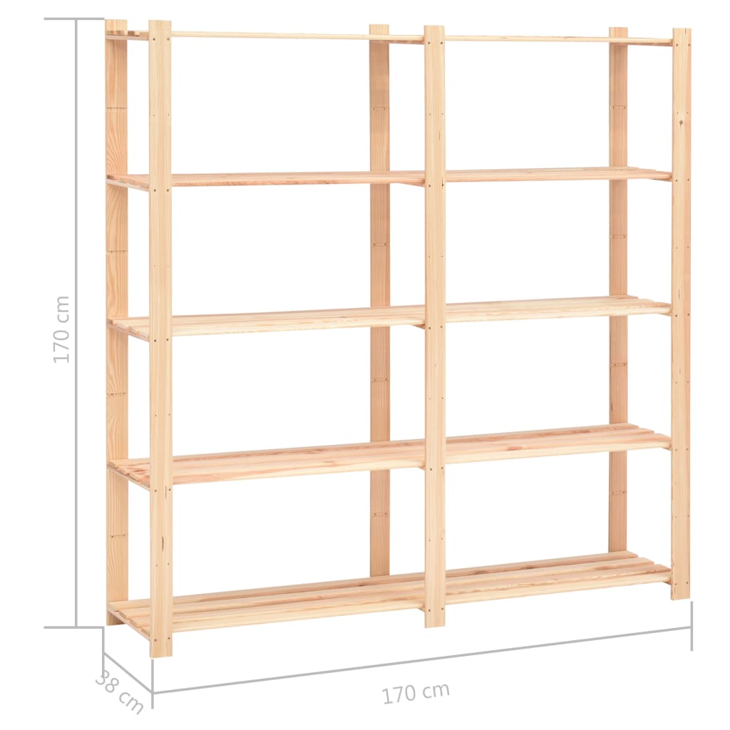 Étagère De Stockage 5 Niveaux 170X38X170 Cm Pin Solide 500 Kg
