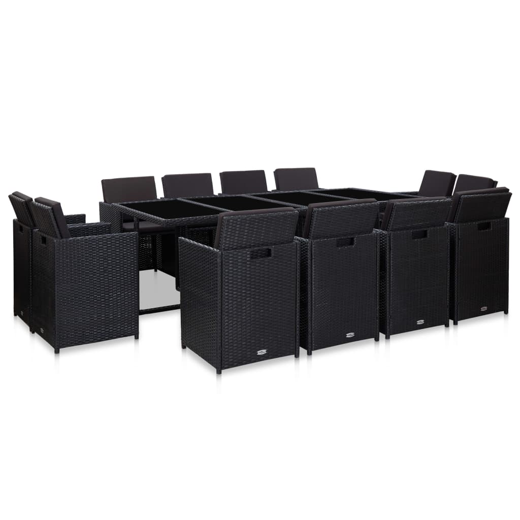 Ensemble À Dîner De Jardin Avec Coussins 5 Pcs Poly Rotin Noir