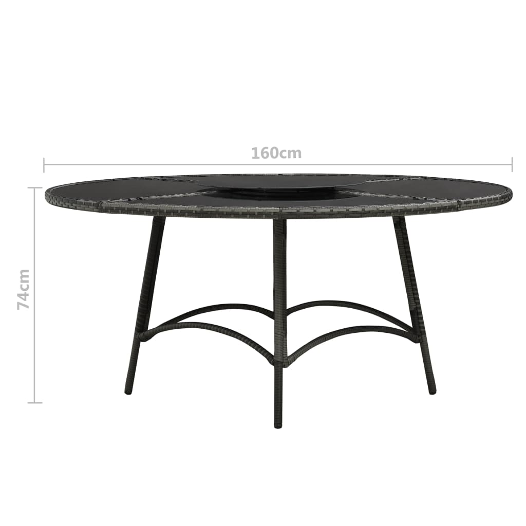 Ensemble À Manger D'extérieur 7 Pcs Avec Coussins Rotin Gris