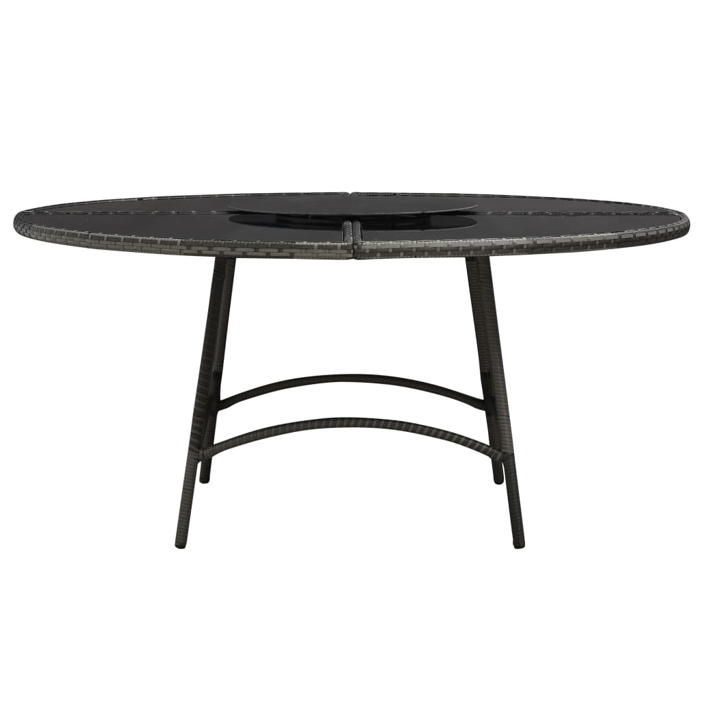 Ensemble À Manger D'extérieur 7 Pcs Avec Coussins Rotin Gris