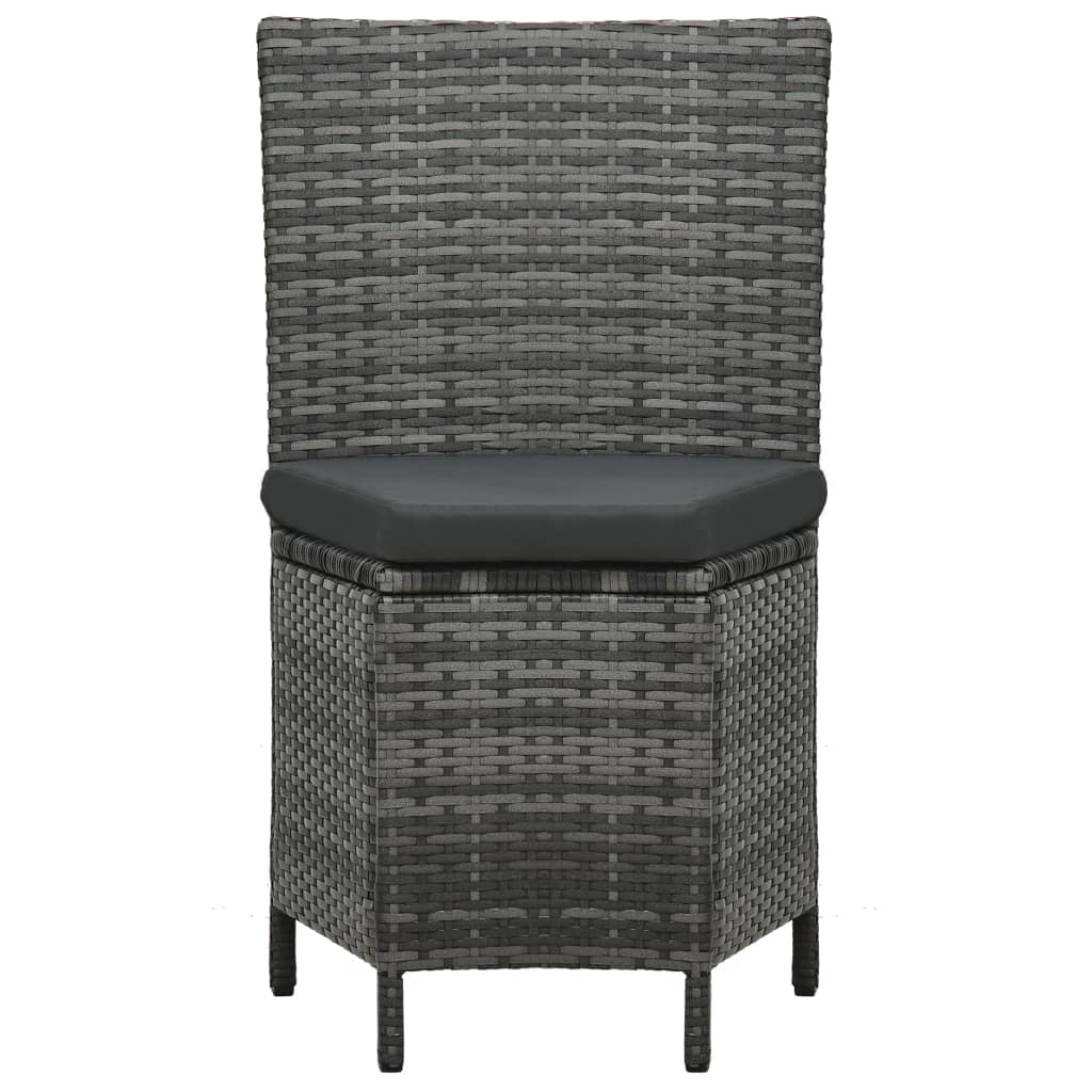 Ensemble À Manger D'extérieur 7 Pcs Avec Coussins Rotin Gris
