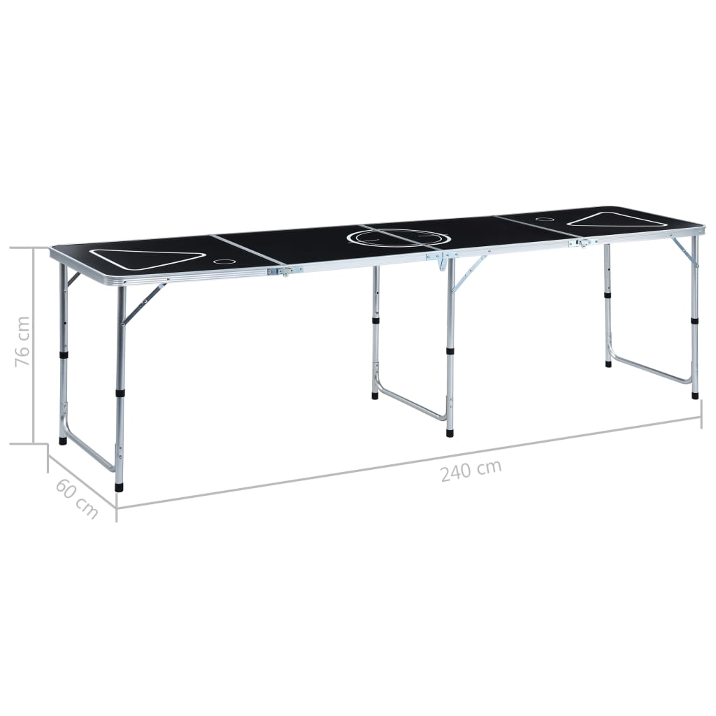 Table De Bière-Pong Pliable 240 Cm Noir