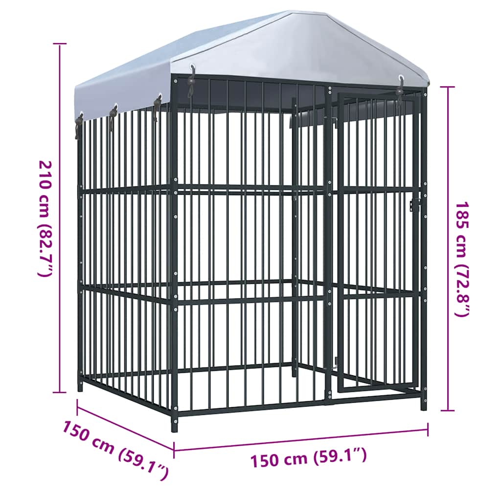 Chenil D'extérieur Avec Toit Pour Chiens 150X150X210 Cm