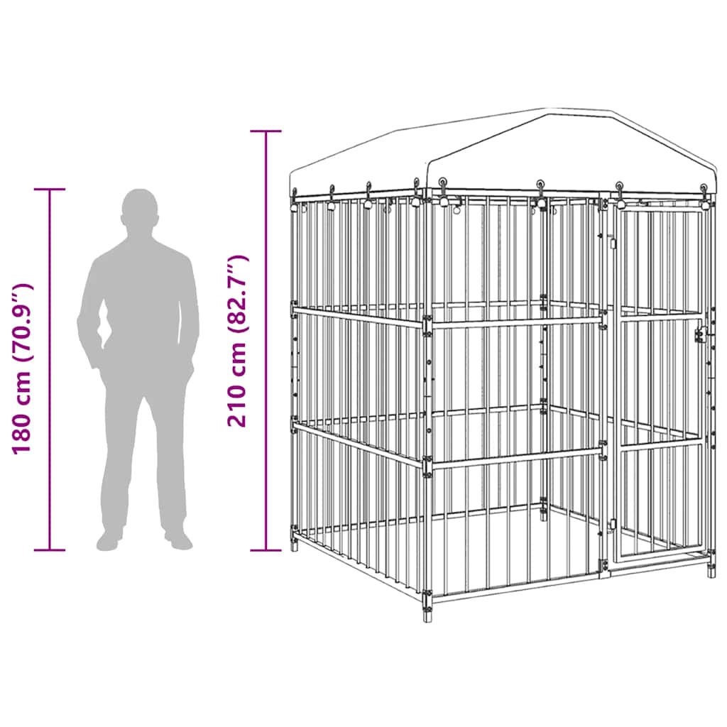 Chenil D'extérieur Avec Toit Pour Chiens 150X150X210 Cm