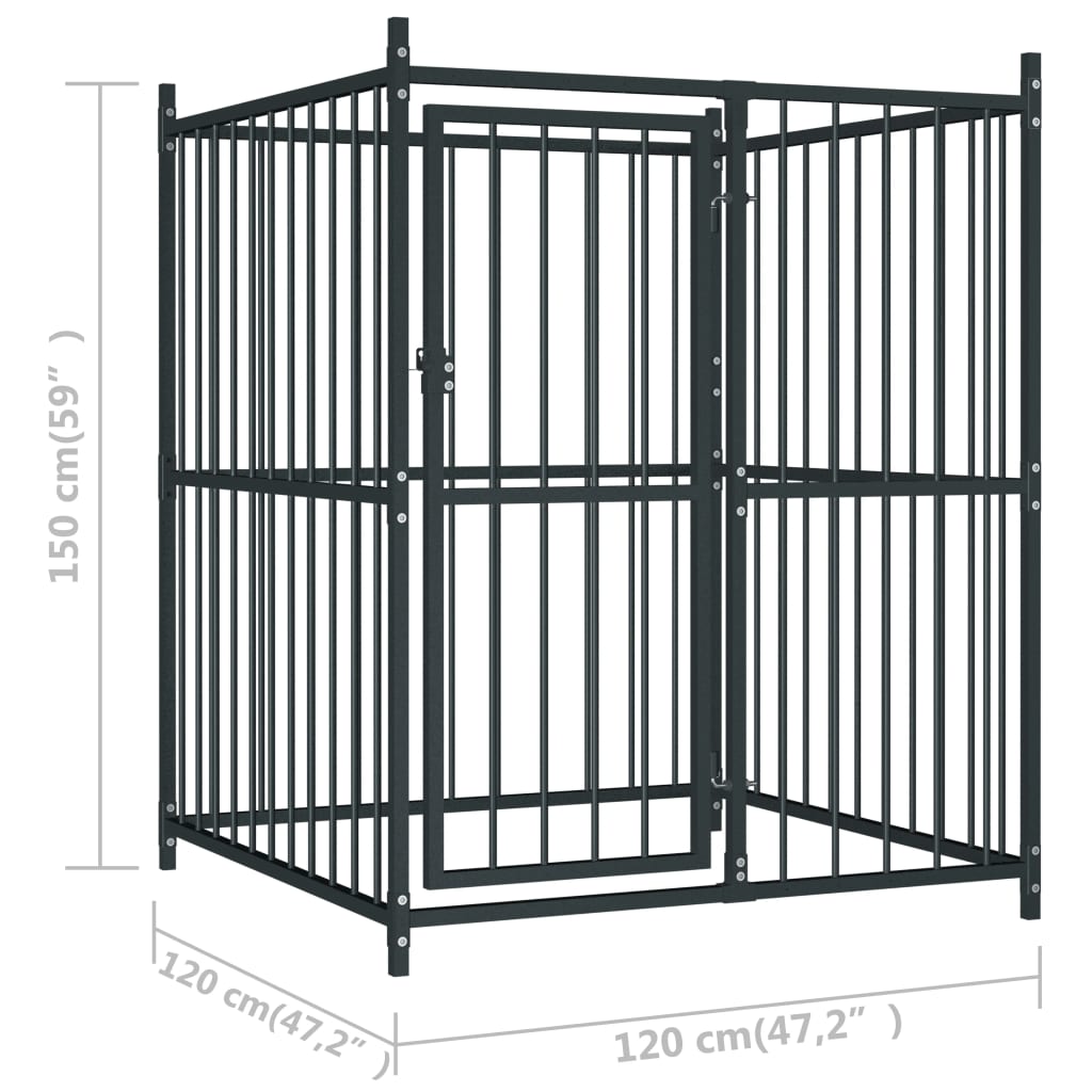 Chenil Extérieur Avec Toit Pour Chiens 120 X 120 X 150 Cm
