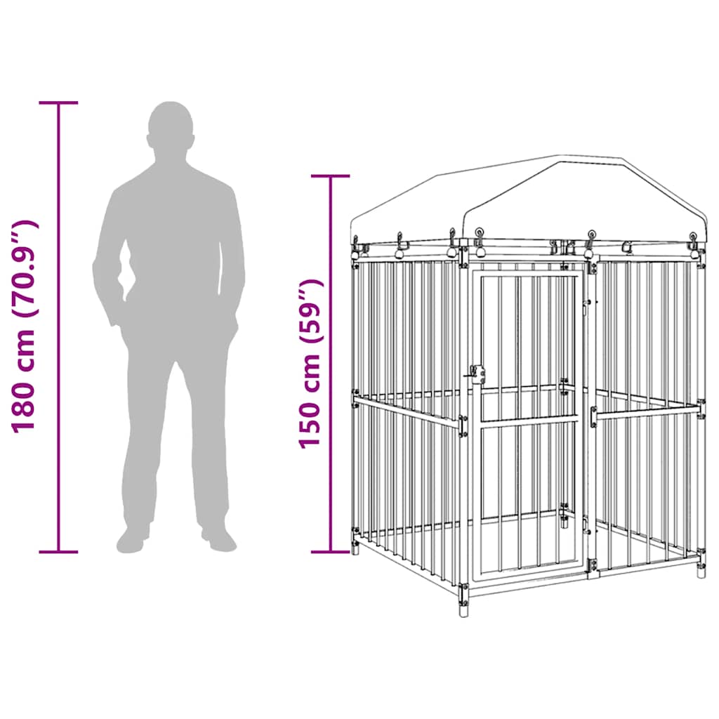 Chenil Extérieur Avec Toit Pour Chiens 120 X 120 X 150 Cm