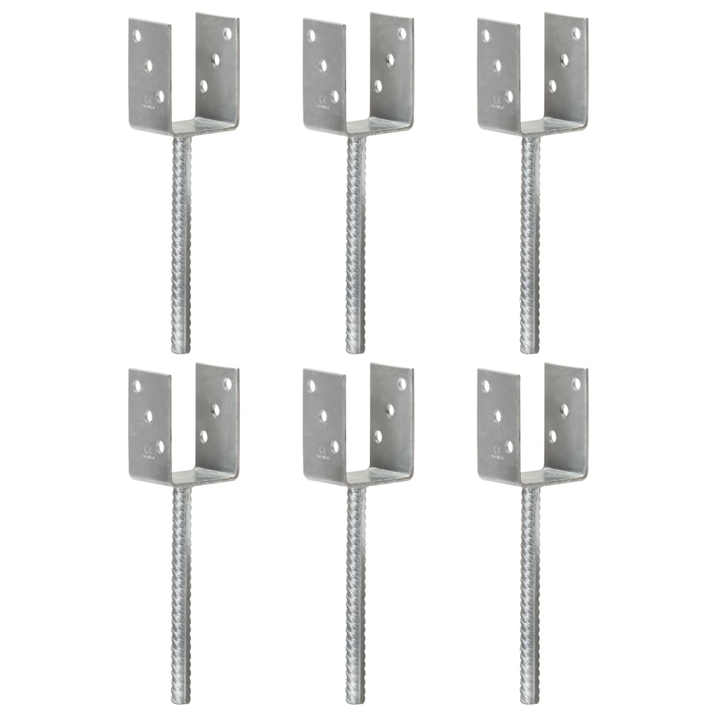 Piquets De Clôture 6 Pcs Argenté Acier Galvanisé