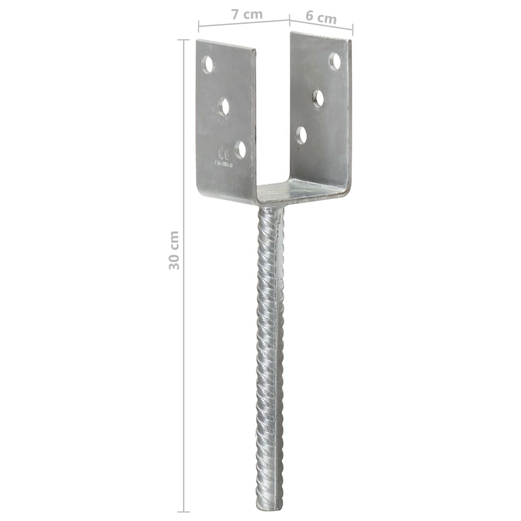 Piquets De Clôture 6 Pcs Argenté Acier Galvanisé