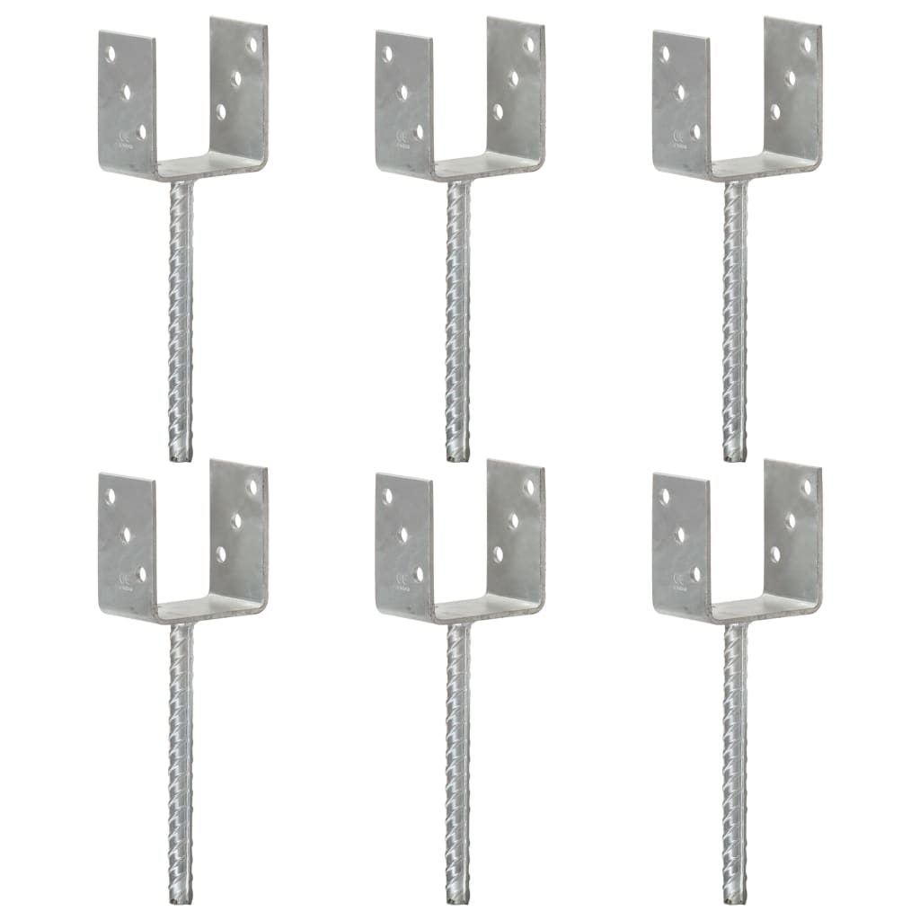 Piquets De Clôture 6 Pcs Argenté Acier Galvanisé