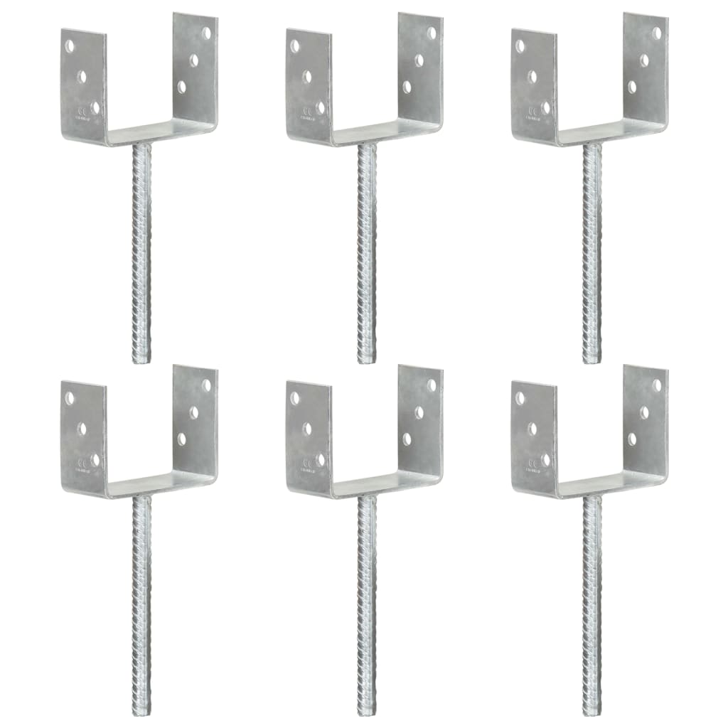 Piquets De Clôture 6 Pcs Argenté Acier Galvanisé