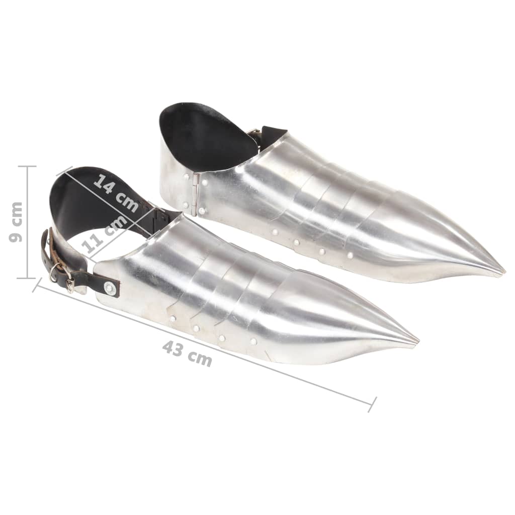 Solerets D'armure De Chevalier Médiéval Gn Argenté Acier