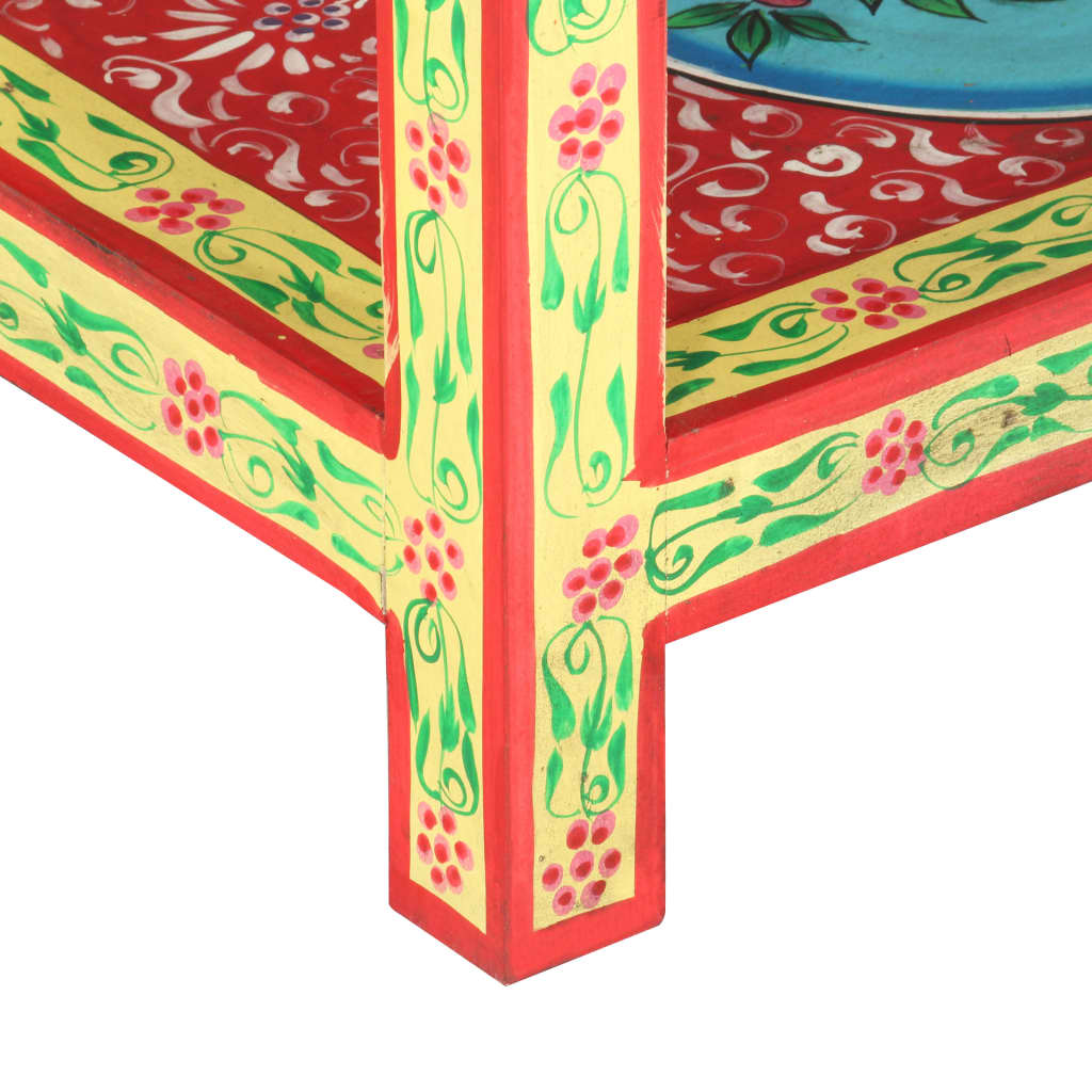Table Console Peinte À La Main 80X35X75 Cm Bois De Manguier
