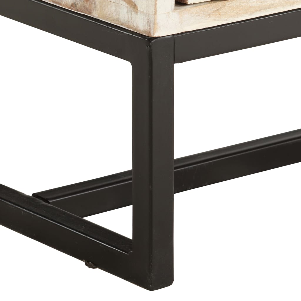 Meuble Tv Blanc 140 X 30 X 45 Cm Bois D'acacia Massif