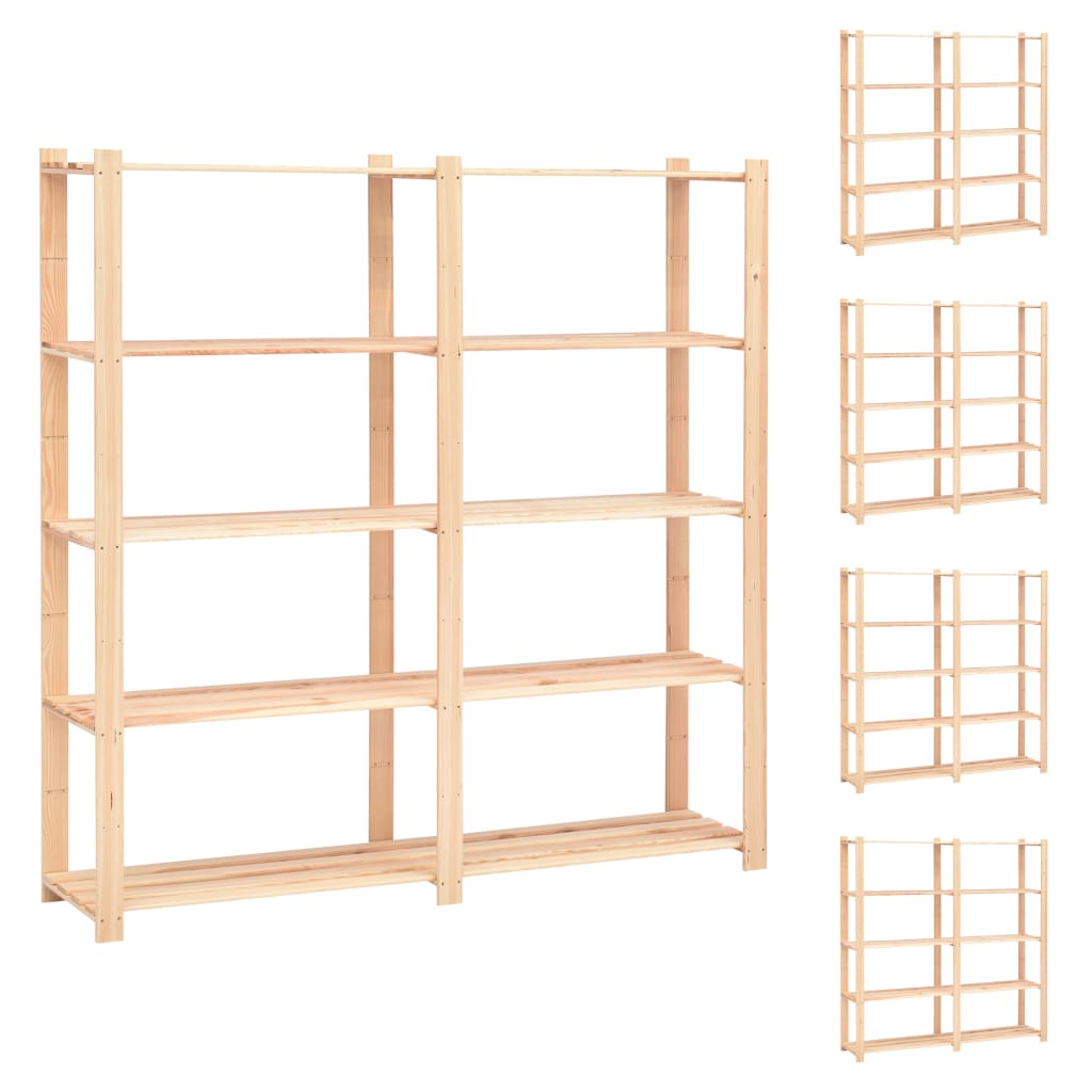 Étagère De Stockage 5 Niveaux 170X38X170 Cm Pin Solide 500 Kg