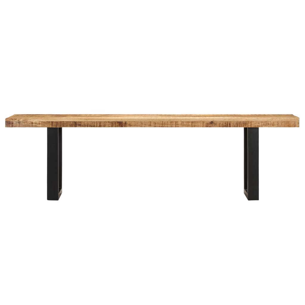 Banc 160 Cm Bois De Manguier Brut Massif Et Acier