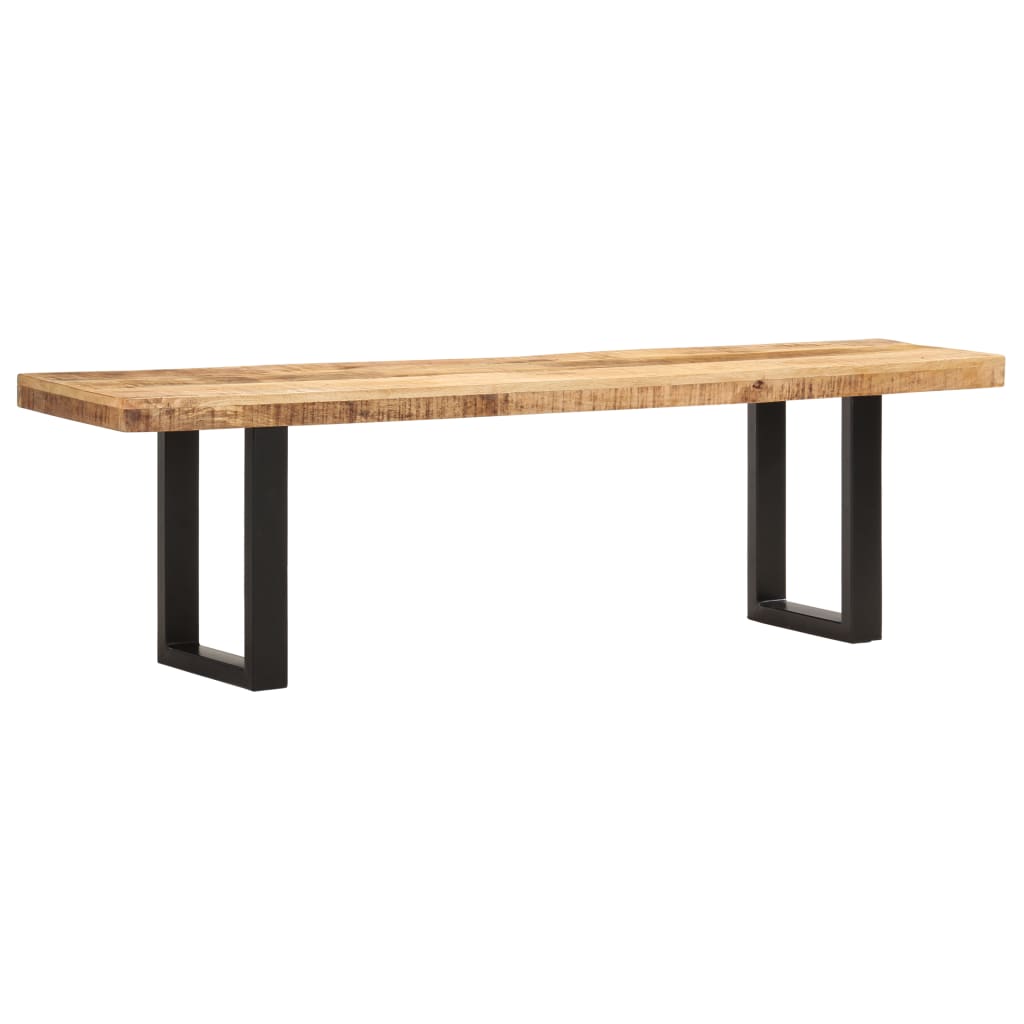 Banc 160 Cm Bois De Manguier Brut Massif Et Acier