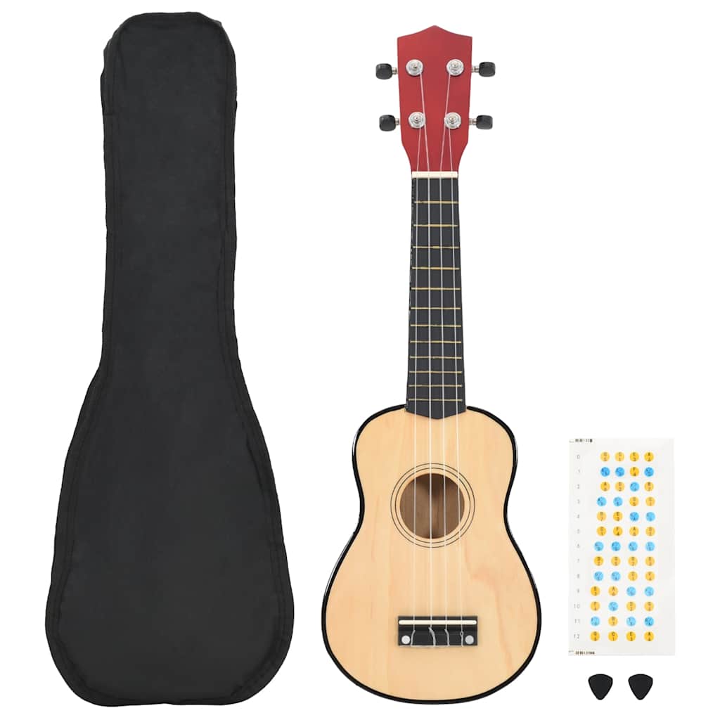 Jeu De Ukulélé Soprano Avec Sac Pour Enfants Bois Foncé