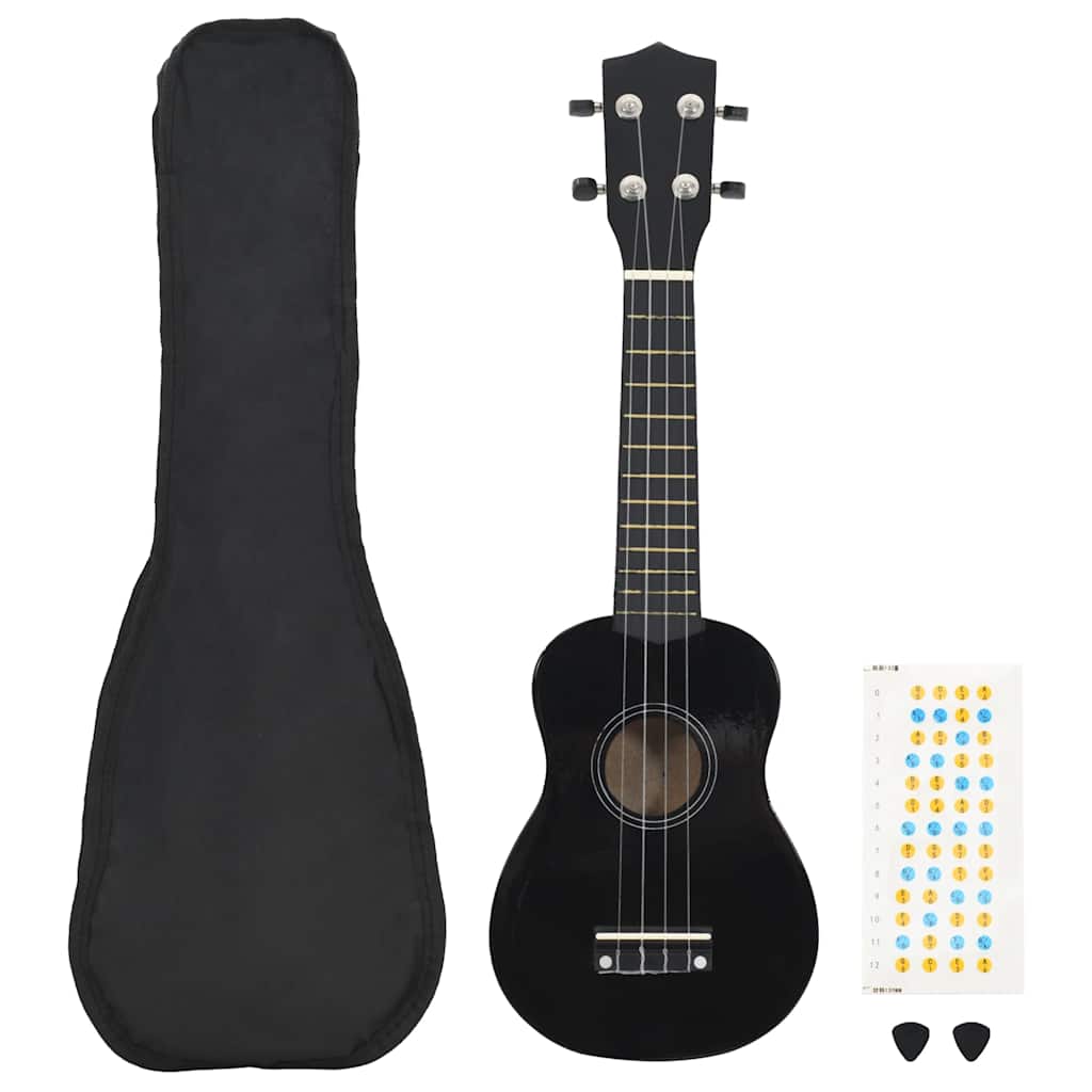 Jeu De Ukulélé Soprano Avec Sac Pour Enfants Bois Foncé