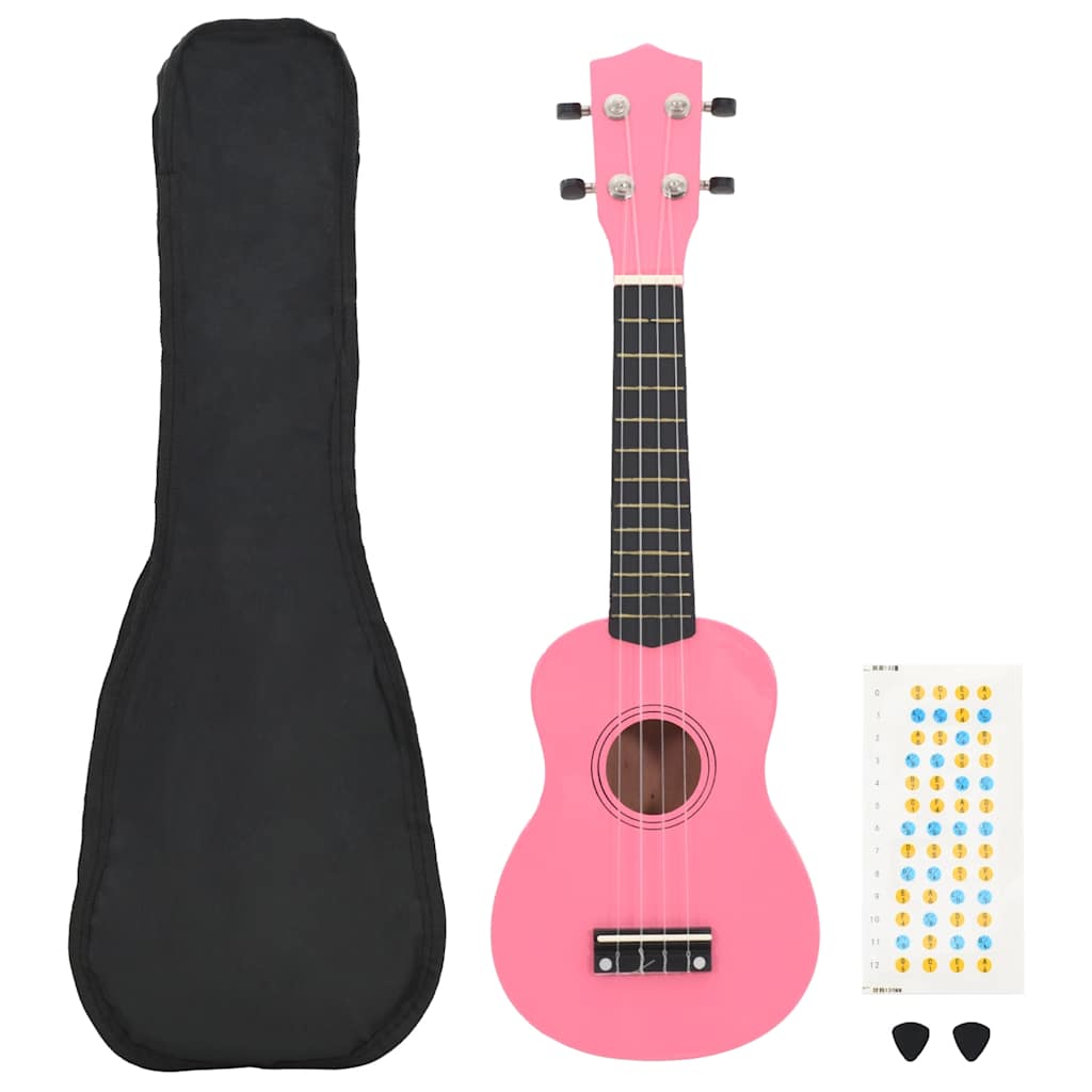 Jeu De Ukulélé Soprano Avec Sac Pour Enfants Bois Foncé