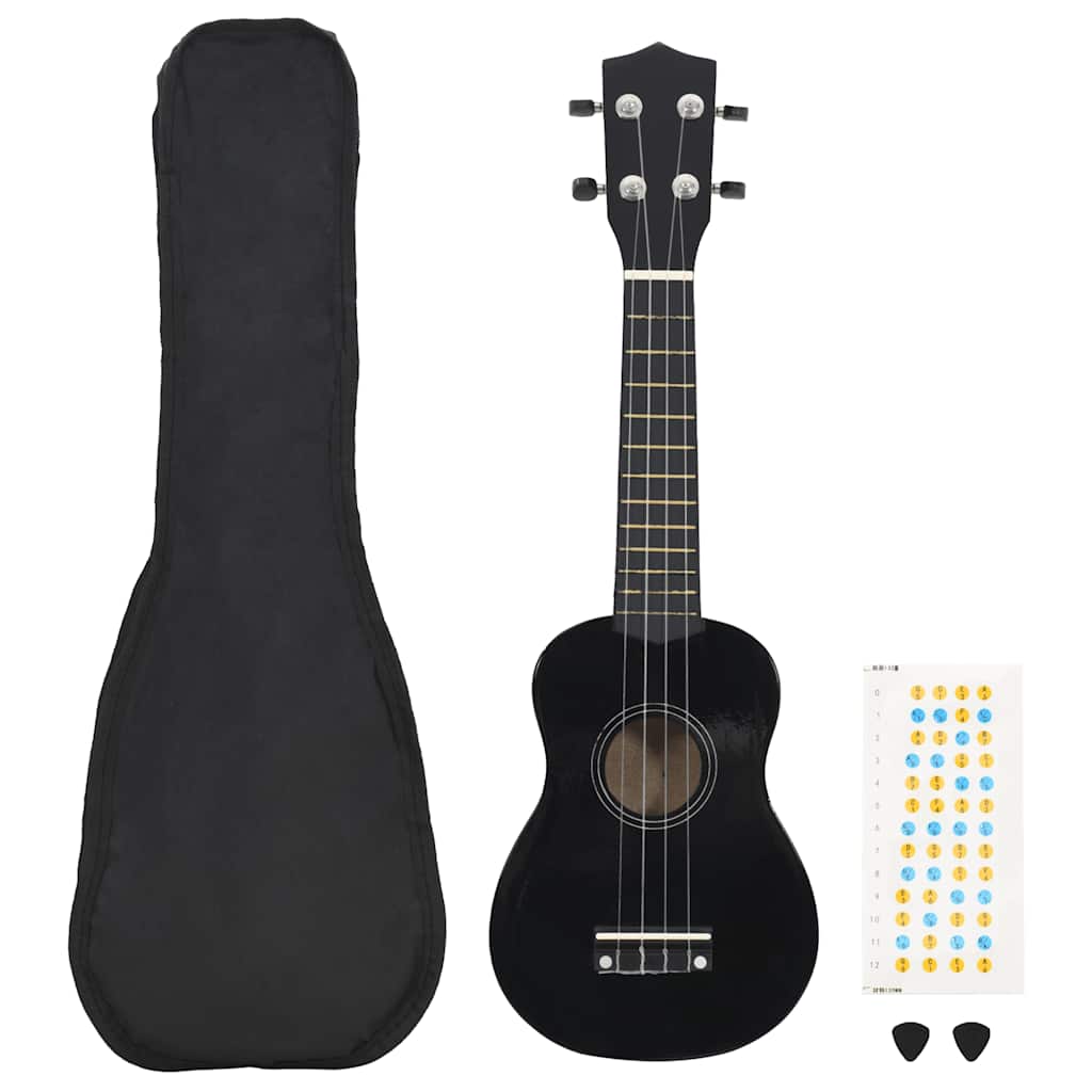 Jeu De Ukulélé Soprano Avec Sac Pour Enfants Bois Foncé