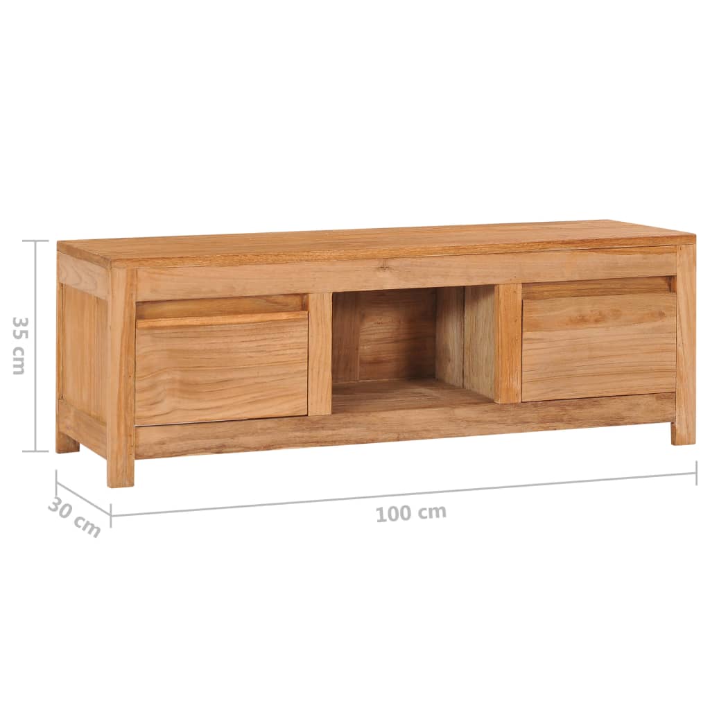 Meuble Tv 100X30X35 Cm Bois De Teck Massif