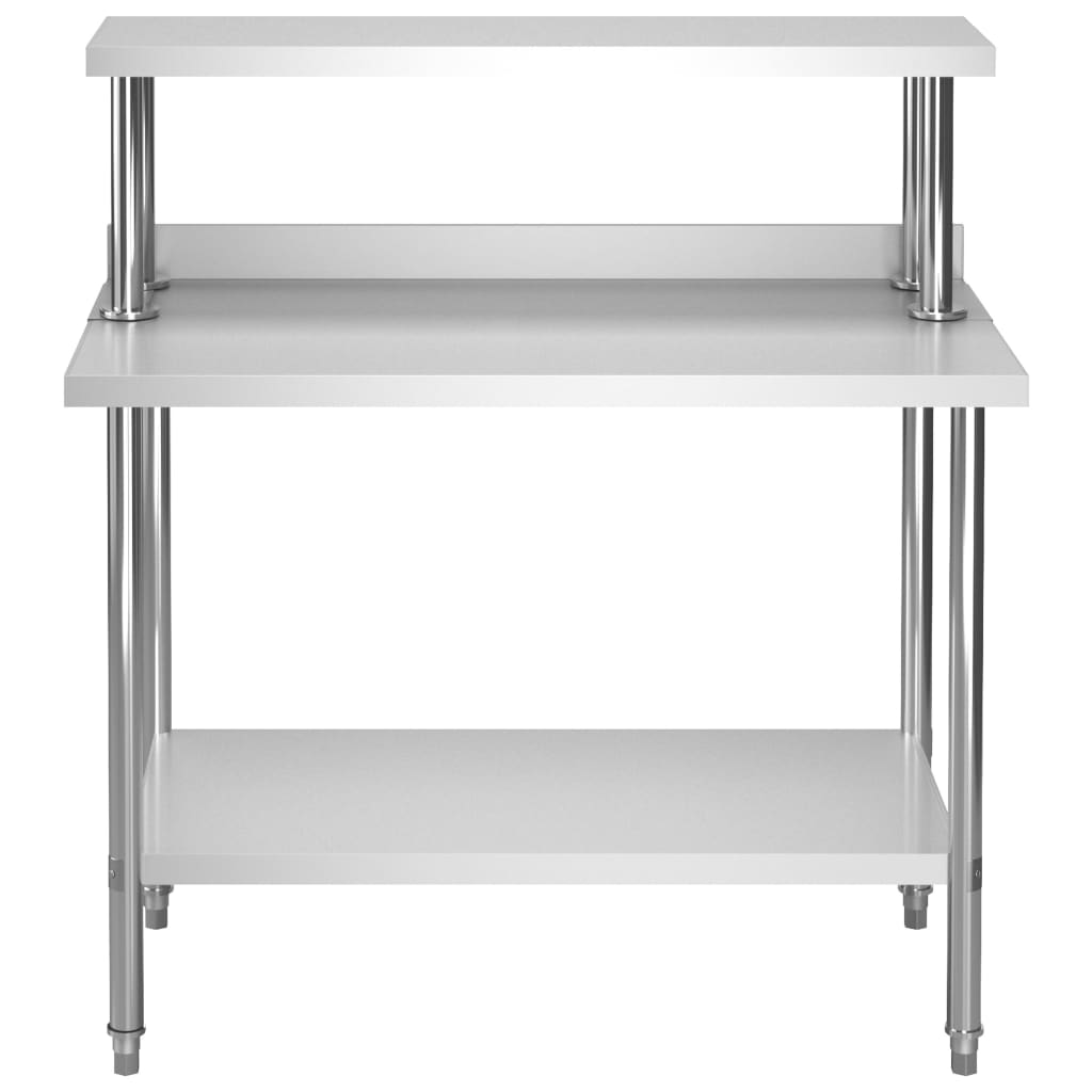 Table De Travail De Cuisine Avec Étagère 120X60X120 Cm Inox