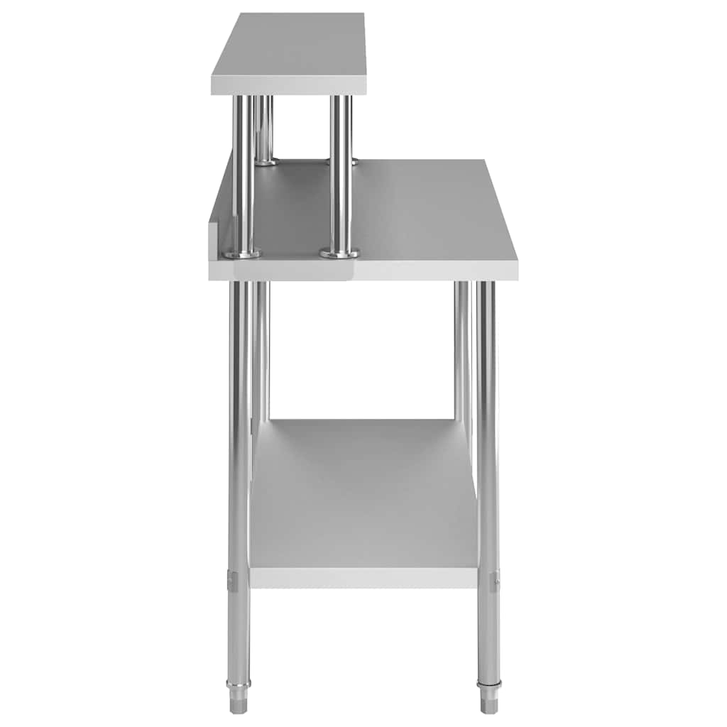 Table De Travail De Cuisine Avec Étagère 120X60X120 Cm Inox