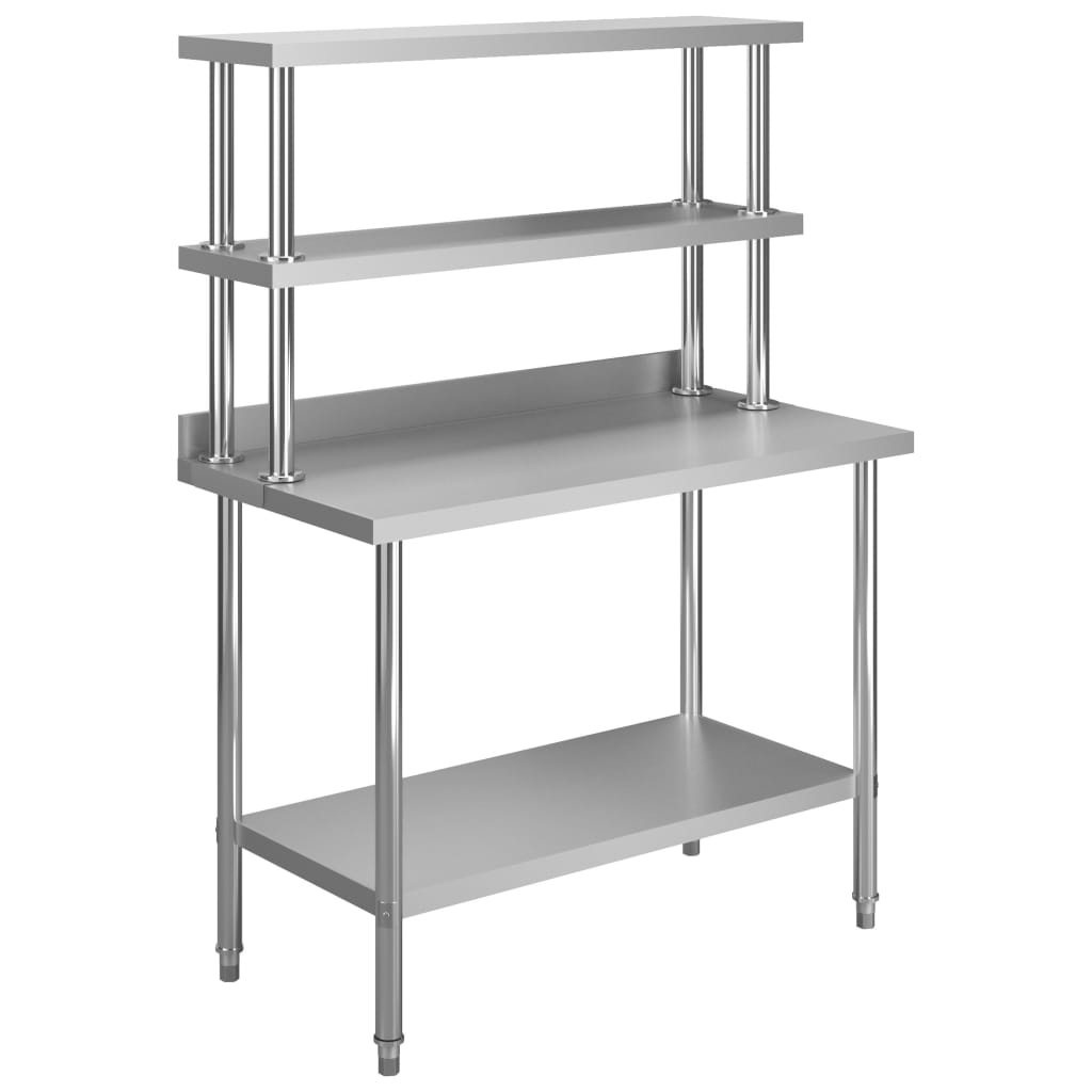 Table De Travail De Cuisine Avec Étagère 120X60X150 Cm Inox