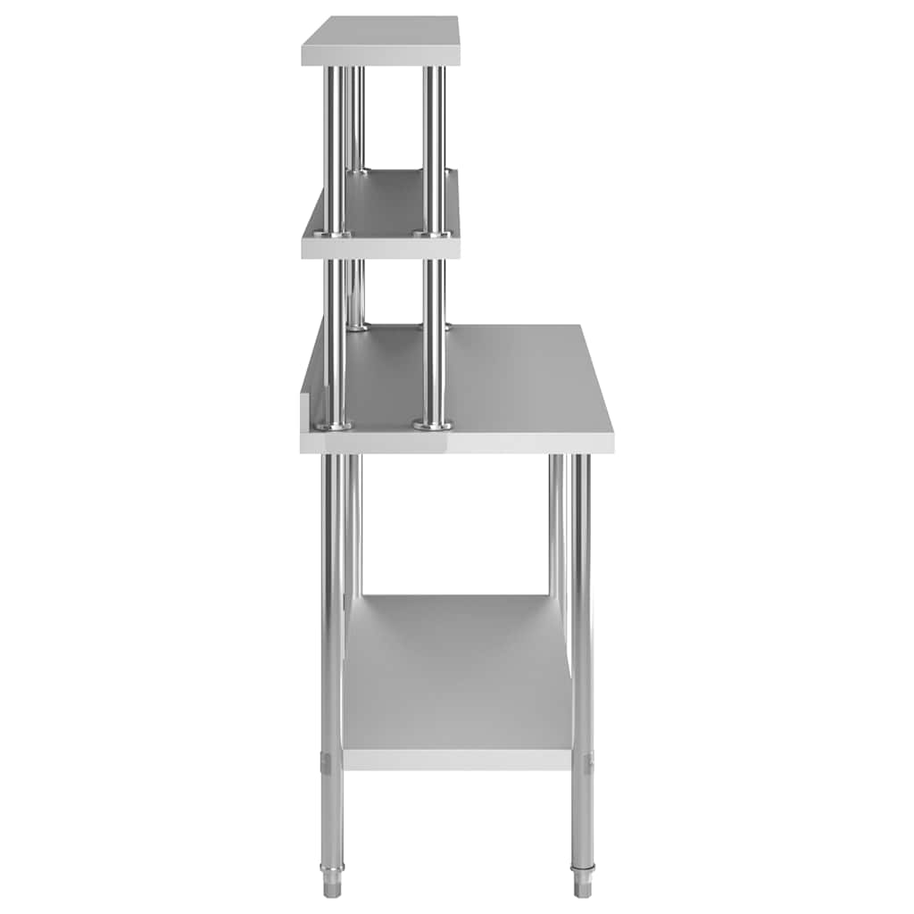 Table De Travail De Cuisine Avec Étagère 120X60X150 Cm Inox