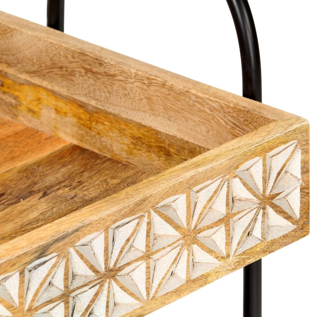 Chariot De Cuisine À 3 Niveaux 46X30X76 Cm Bois De Manguier