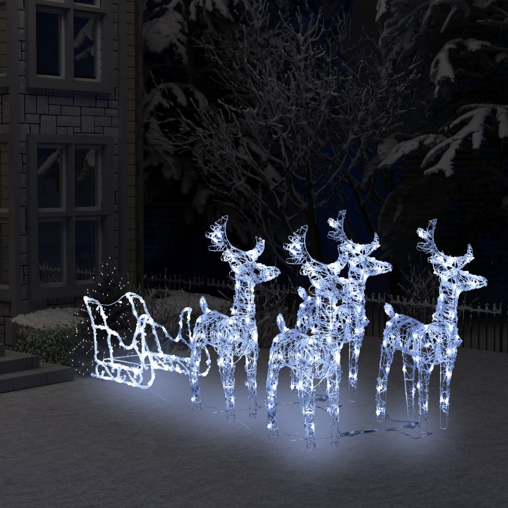 Décoration De Noël Rennes Et Traîneau 320 Led Acrylique