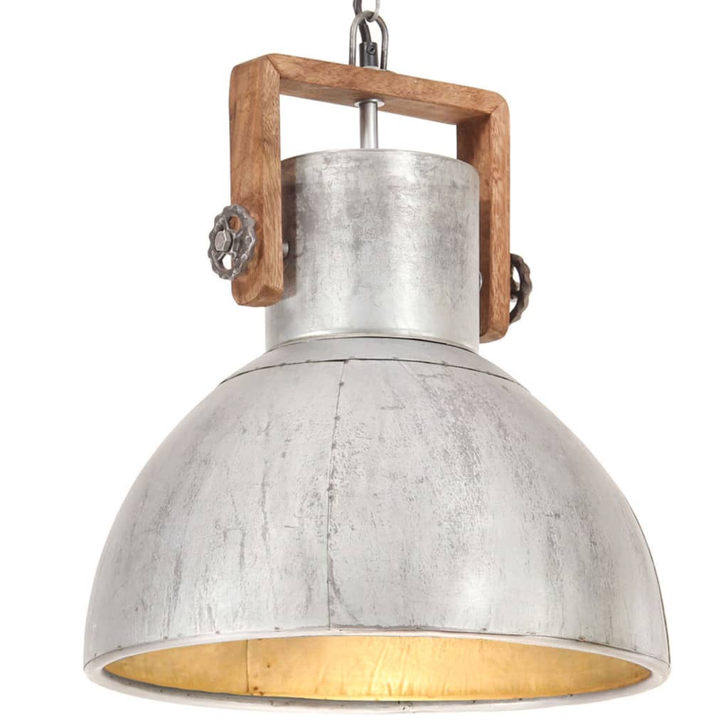 Lampe Suspendue Industrielle 25 W É Rond 40 Cm E27 Argent