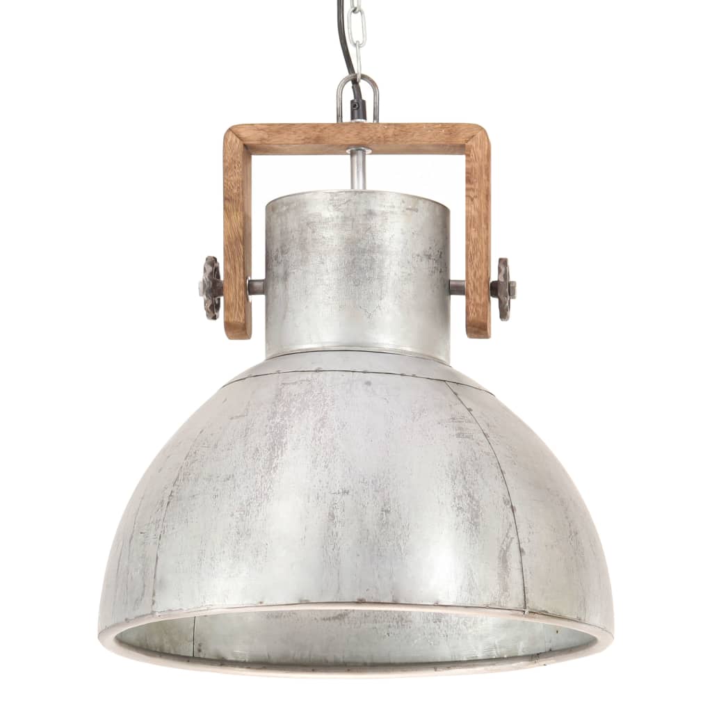 Lampe Suspendue Industrielle 25 W É Rond 40 Cm E27 Argent