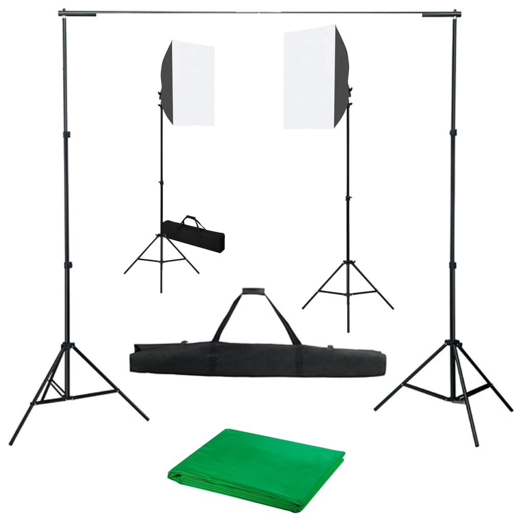 Kit De Studio Photo Avec Boîtes À Lumière Et Toile De Fond