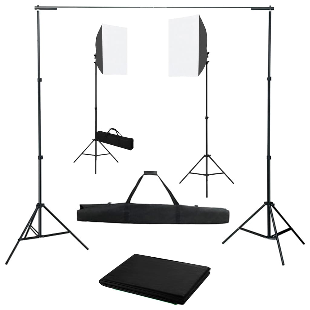 Kit De Studio Photo Avec Boîtes À Lumière Et Toile De Fond