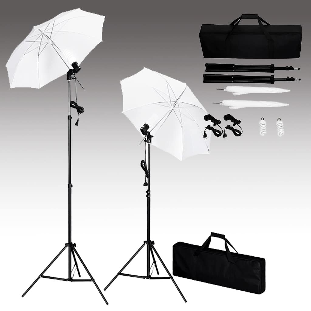 Kit De Studio Photo Avec Toile De Fond Lampes Et Parapluies