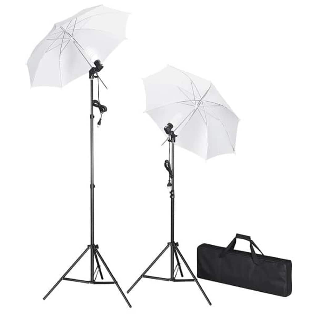 Kit De Studio Photo Avec Toile De Fond Lampes Et Parapluies