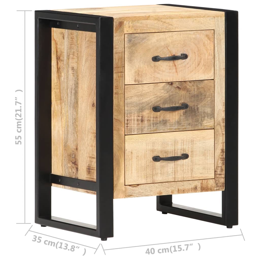 Table De Chevet 40X35X55 Cm Bois De Manguier Solide