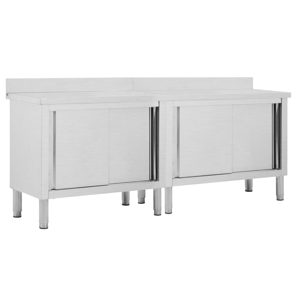 Tables Avec Portes Coulissantes 2 Pcs Inox