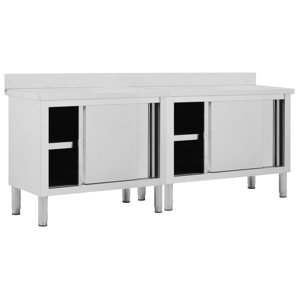 Tables Avec Portes Coulissantes 2 Pcs Inox