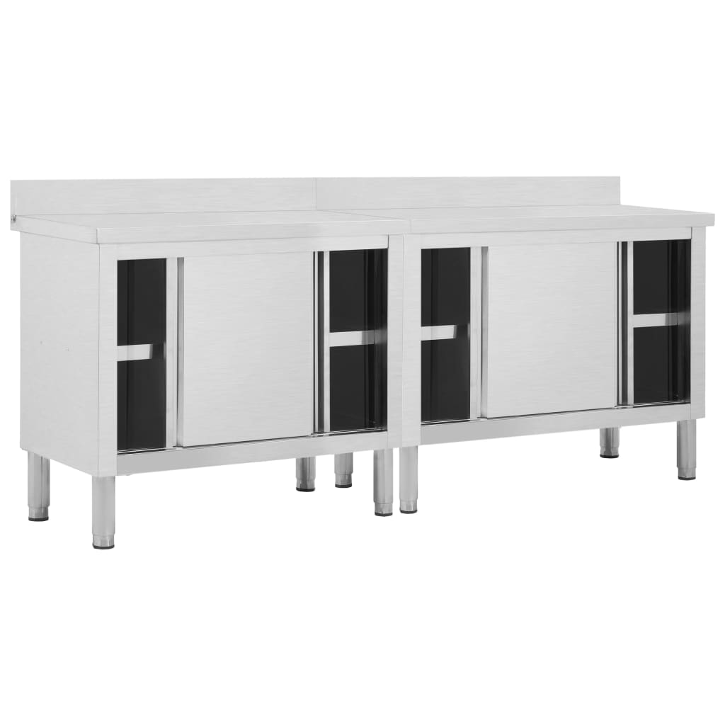 Tables Avec Portes Coulissantes 2 Pcs Inox