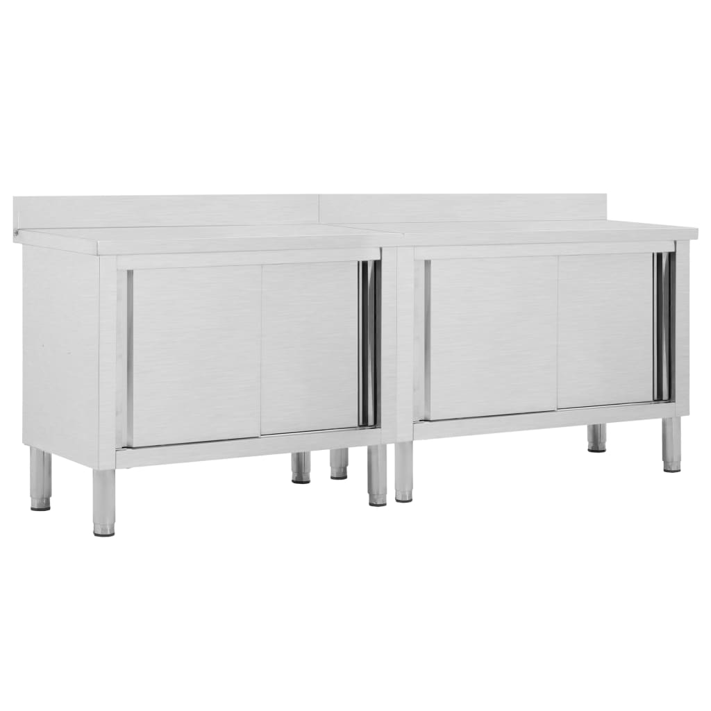 Tables Avec Portes Coulissantes 2 Pcs Inox