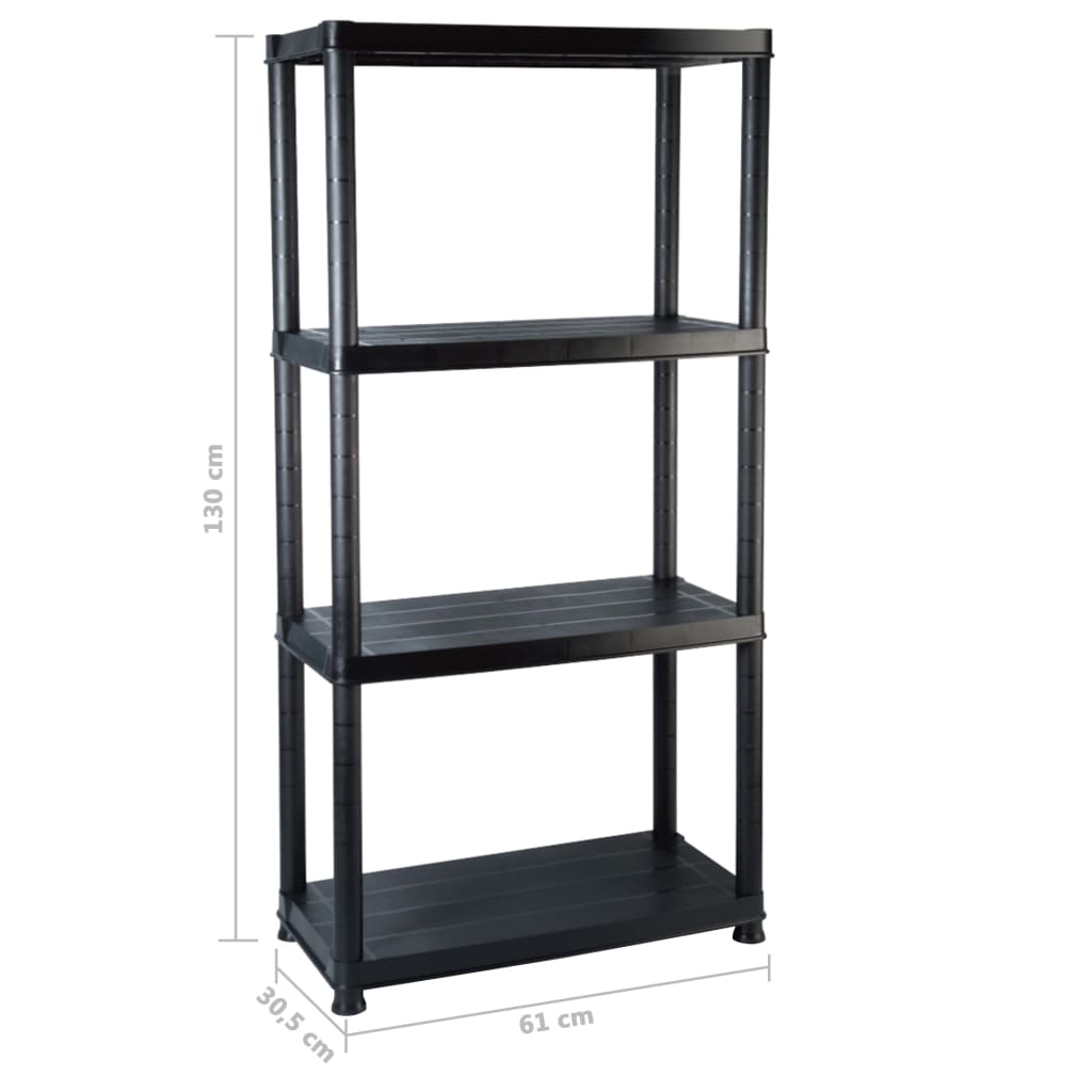 Étagère De Rangement À 4 Niveaux Noir 61X30,5X130 Cm Plastique