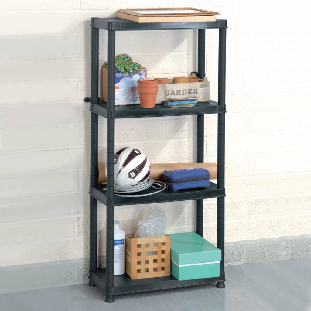 Étagère De Rangement À 4 Niveaux Noir 61X30,5X130 Cm Plastique