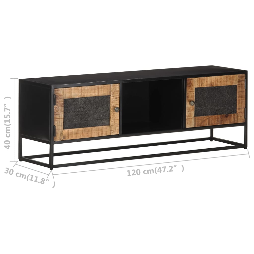 Meuble Tv 120X30X40 Cm Bois De Manguier Brut