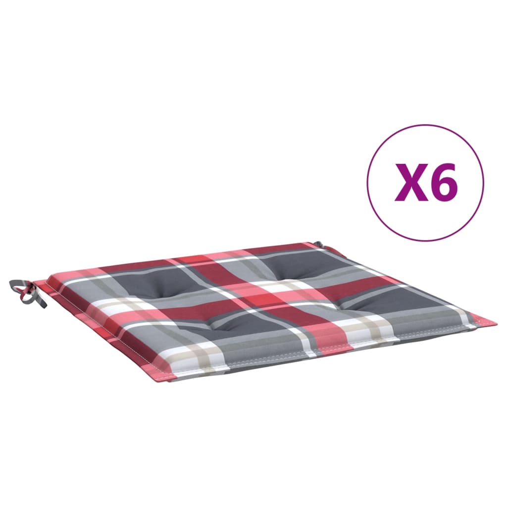 Coussins De Chaise De Jardin Lot De 6 Carreaux Rouges 40X40X3Cm