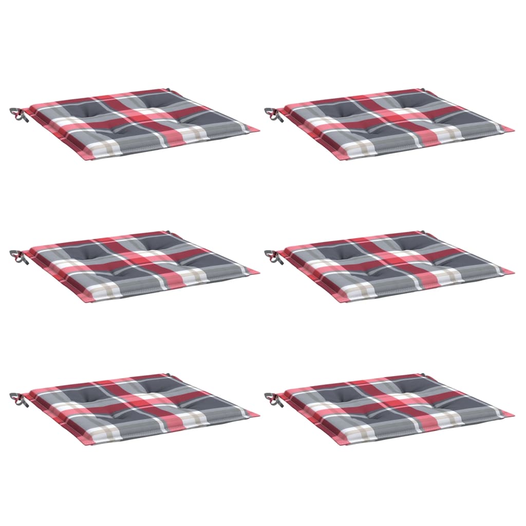 Coussins De Chaise De Jardin Lot De 6 Carreaux Rouges 40X40X3Cm